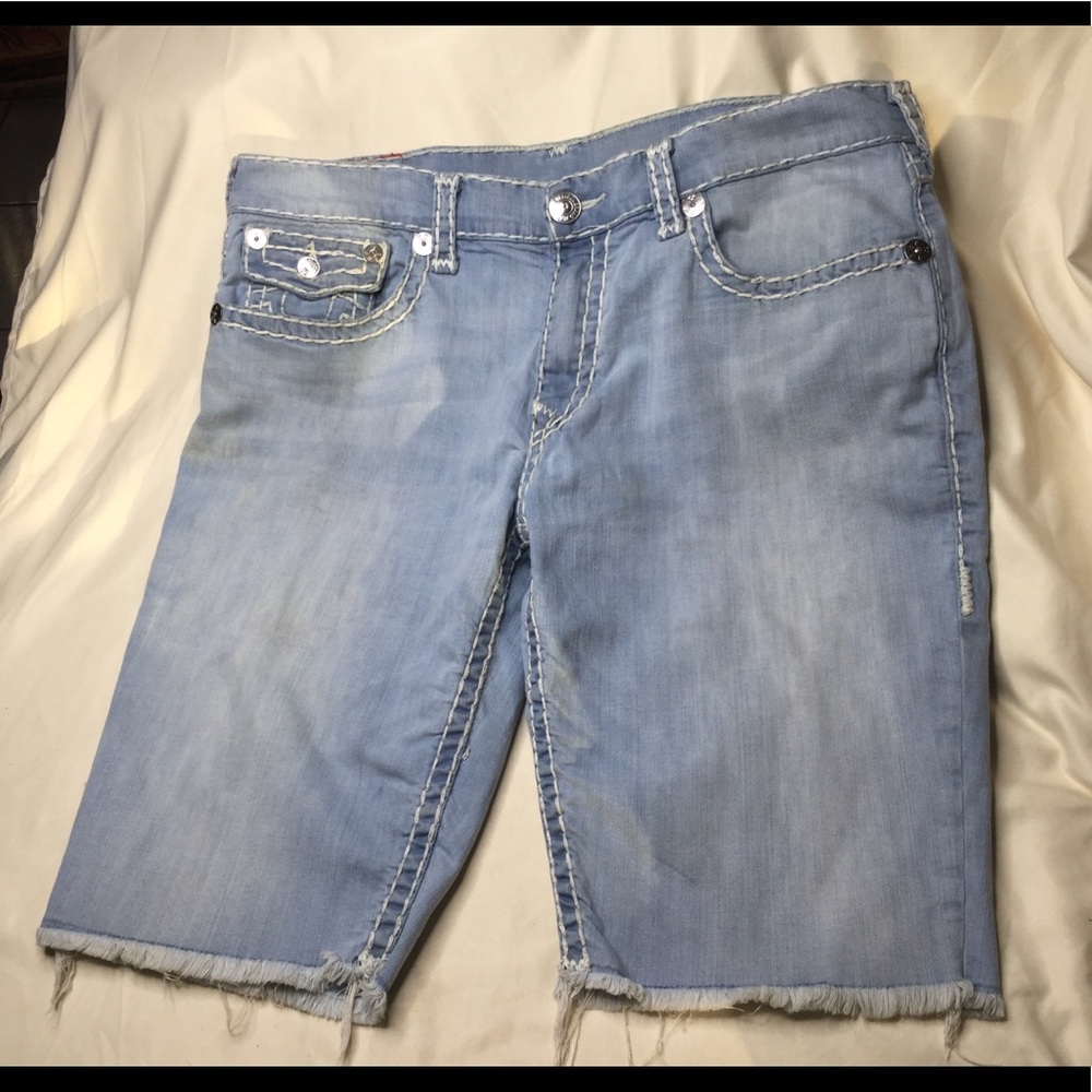 True Religion Ricky Raw Hem Denim Shorts - 40